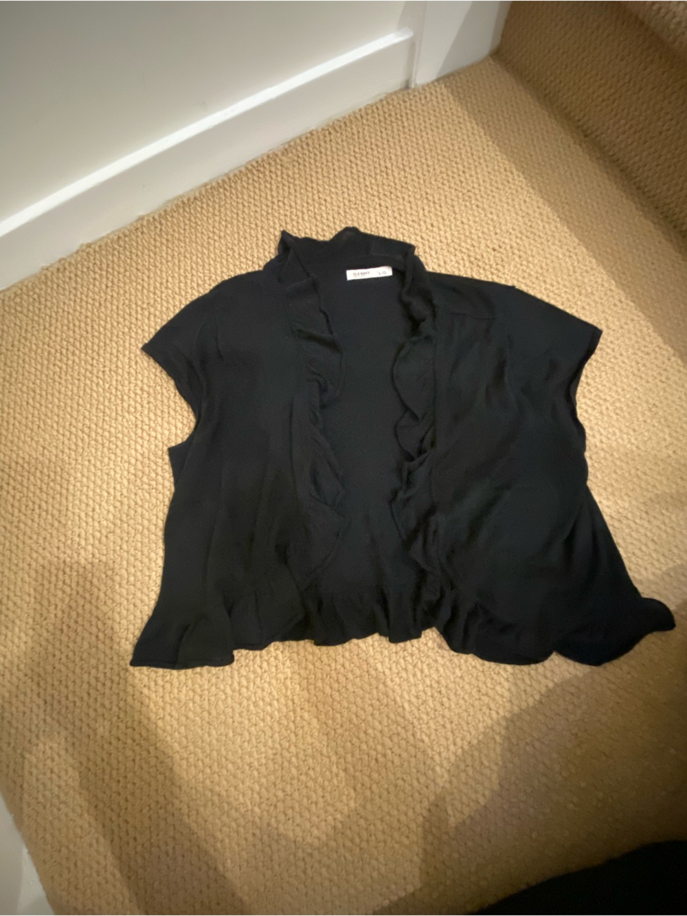 Old Navy Black Cropped Ruffle-Trim Open Front Bolero